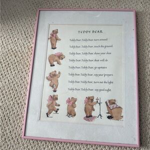 Pink Framed Teddy Bear Wall Art